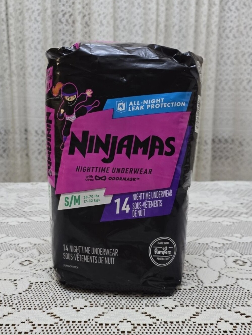 New Pampers Ninjamas Nighttime Bedwetting Underwear Girls S/M 38-70lbs Kids 14ct